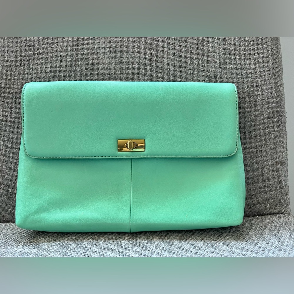 J.Crew NWT Vero Genuine Leather Green Mint Clutch